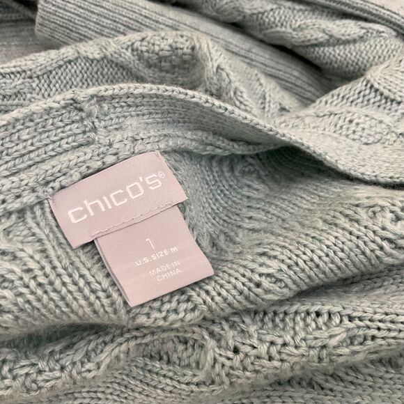 Chico's Women's Cable Stitch Knit Cardigan - Wool Cashmere Blend Medium - Picture 5 of 12